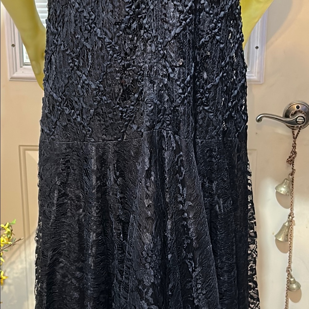 NWOT After Dark Black Flutter Sleeve Midi Gown - Picture 7 of 11